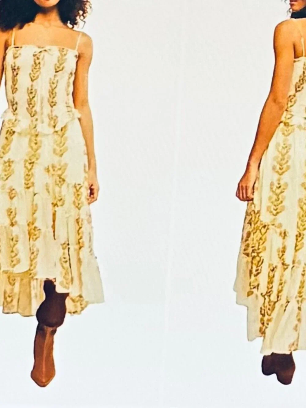 Free People Alejandro Floral Midi Dress in Yellow & Green (L) New With Tag
